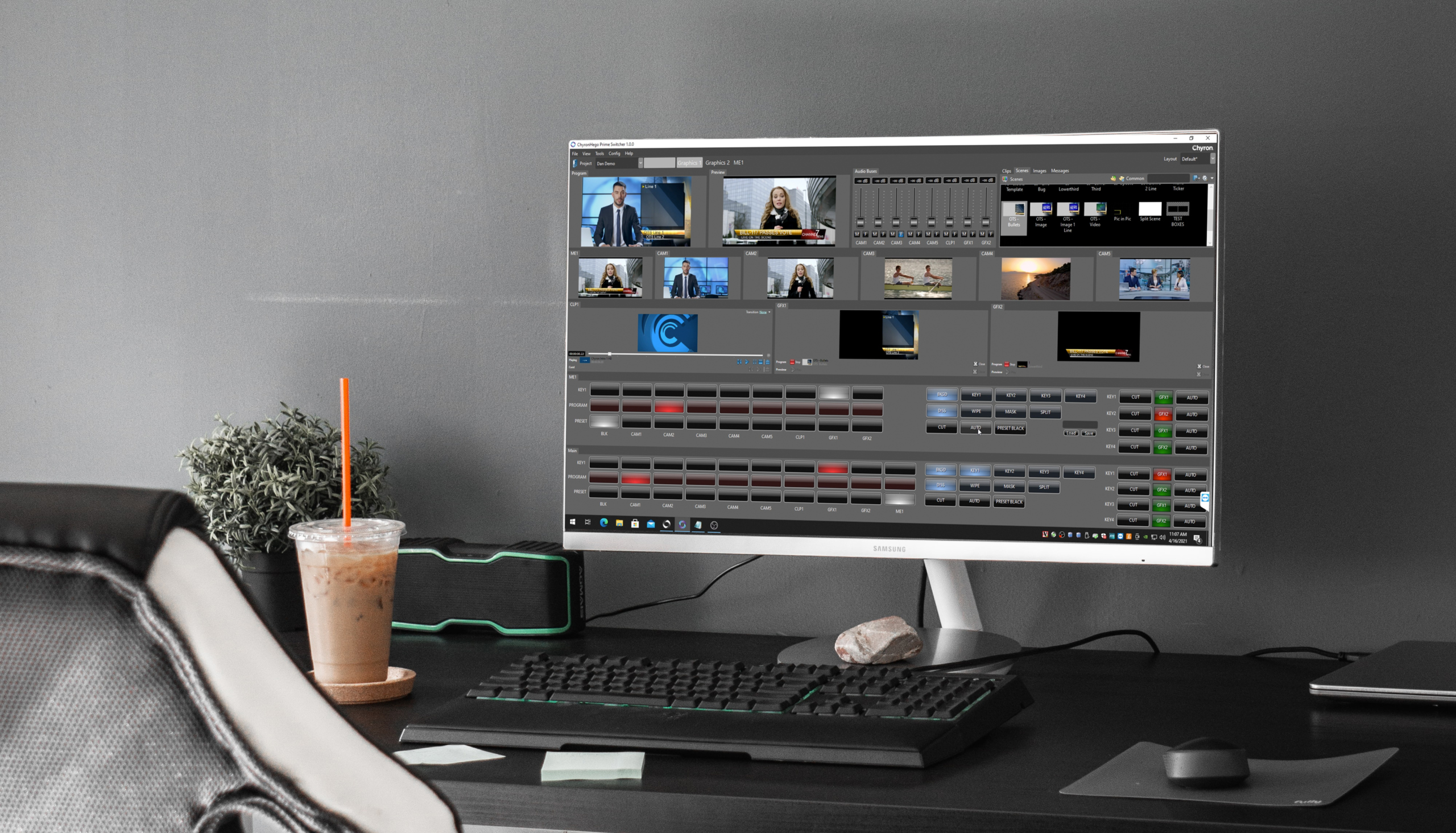 The PRIME Live Platform's new software-based production switcher in a remote production environment