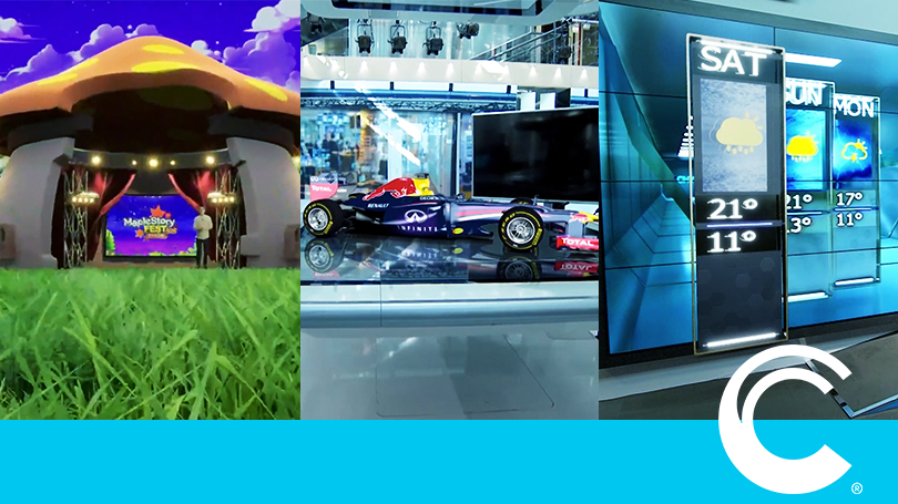 A montage of virtual sets, augmented reality, and virtual set extensions built with the Unreal Engine