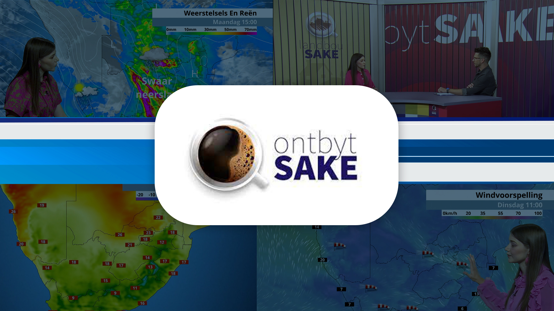 a collage of ontbytsake's weekly weather program